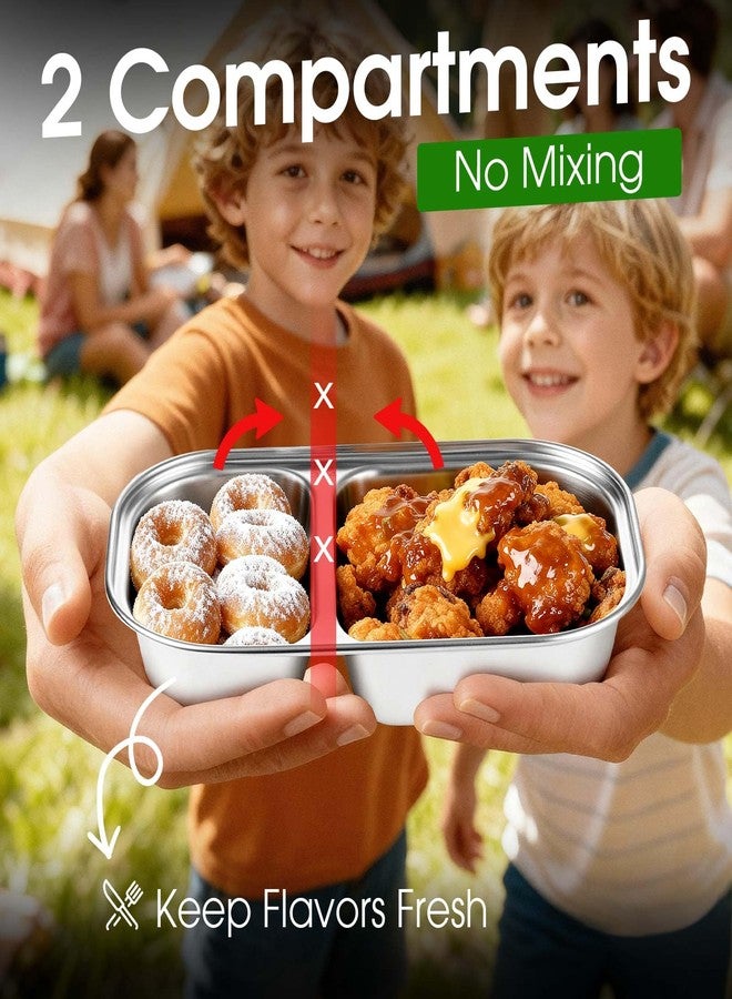 snuggery 3 pack Stainless Steel Snack Container with Lid - 2 Compartment Reusable Leakproof Snack Box for Kids and Adults, Dishwasher & Freezer Safe, Ideal for Travel, School, Meal Prep - Image 3